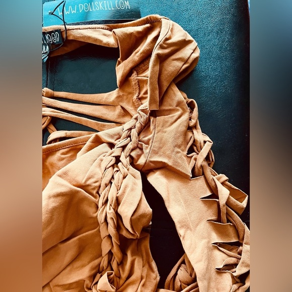 NWT Alternative Spells Long Sleeve Top in Light Brown by Dolls Kill Current Mood - Picture 5 of 13